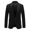 Lars Amadeus Men's Velvet Blazer One Button Party Prom Tuxedo Dinner Suit Jacket Sports Coat Black Large