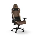 CORSAIR T3 Rush Fabric Gaming Chair (2023) – Racing-Inspired Design – Soft Fabric Exterior – Padded Neck Cushion – Memory Foam Lumbar Support – Adjustable Seat Height – Brown & Tan