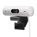 Logitech Brio 500 Full HD Webcam with Auto Light Correction, Auto-Framing, Show Mode, Dual Noise Reduction Mics, Webcam Privacy Cover, Works with Microsoft Teams, Google Meet, Zoom - Off White