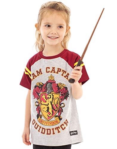 Harry Potter T-Shirt Quidditch Team Captain Girl's Raglan Kids Grey Top 7-8 Years
