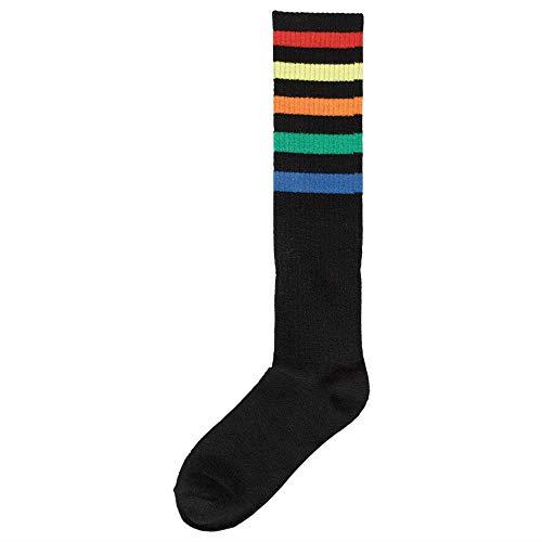 Amscan Standard Knee High Socks with White Stripes, Rainbow
