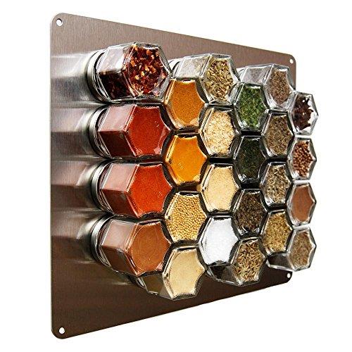 Gneiss Spice Stainless Finish Wall Plate Base for Magnetic Spice Jars, Medium 10x12 Inches (Jars Not Included)
