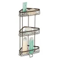 InterDesign York Lyra Free Standing Bathroom or Shower Corner Storage Shelves for Towels, Soap, Shampoo, Lotion, Accessories - 3 Tier, Bronze