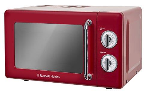 Russell Hobbs RHRETMM705R-N 17 L 700 W Red Compact Retro Solo Manual Microwave with 5 Power Levels, Timer, Defrost Setting, Easy Clean