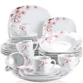 VEWEET Dinner Plate, Soup Plate, Salad Plate, Bowl Set (Annie Series), 30-Piece Ceramic Dinnerware Set, Ceramic, 30-Piece Annie, Annie