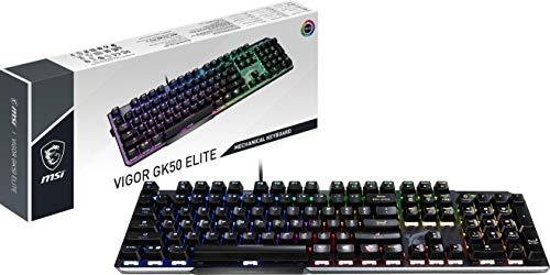 MSI Vigor GK50 Elite Box White Mechanical Gaming Keyboard (German Layout) QWERTZ - Kailh Box White Switches, Ergonomic Keycaps, Metal Finish, Non-Slip Game Base, RGB per Button, USB 2.0 - Full Size