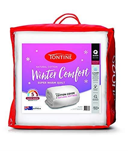 Tontine Winter Comfort Quilt, Double, Super Warm, Medium Weight, Natural Cotton Cover, Extra Loft, Anti Bacterial, Machine Washable, Australian Made
