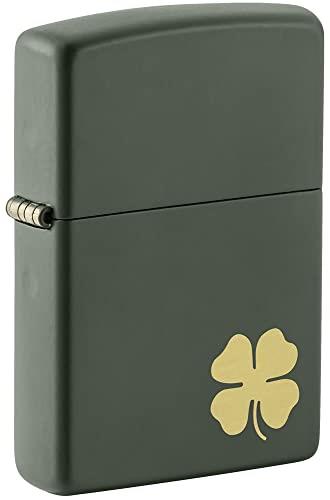 Zippo 49796 Four Leaf Clover Design Matte Green Windproof Lighter