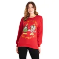 Disney Women's Christmas Jumper, Mickey Minnie Mouse, Red Party, M