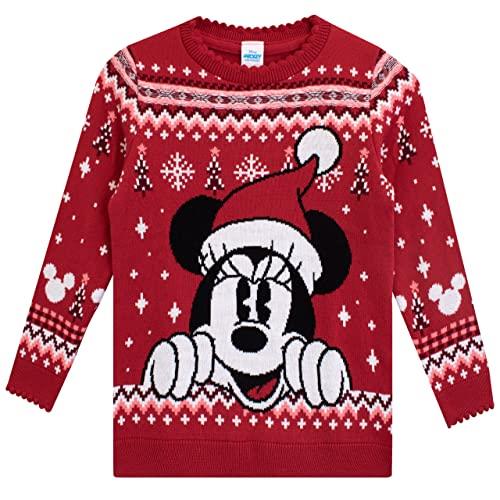 Disney Girls' Christmas Jumper Minnie Mouse, Red, 5