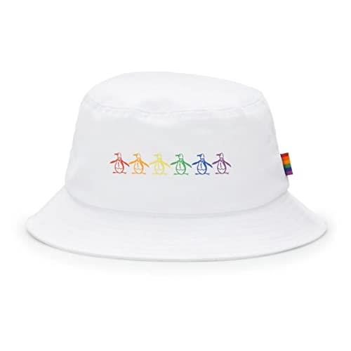 Original Penguin Rainbow Logo Cotton Twill Bucket Hat, White
