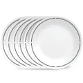 Corelle 6-Piece 8.5" Lunch Round Plates, Vitrelle Triple Layer Glass, Lightweight Round Plates, Salad Plates, Chip and Scratch Resistant, Microwave and Dishwasher Safe, Brasserie, Medium