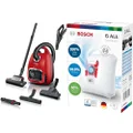 Bosch Series 6 ProAnimal Bagged Vacuum Cleaner, BGL6PETAU, Red+Bosch PowerProtect Dust Bag, White, BBZ41FGALL