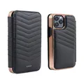 Greenwich Portland Quilted Leather Case for iPhone 12 Pro Max Compatible with MagSafe - Beluga (Black) - Rose Gold