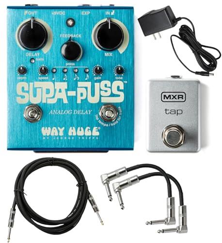 Way Huge WHE707 SUPA-PUSS Analog Delay Electric Guitar Effects Pedal Mix Control with Tonebird MXR M199 Tap Tempo Switch Bundle