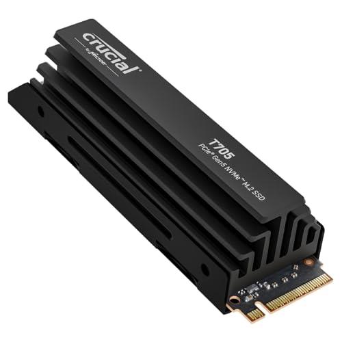 Crucial T705 1TB Gen5 NVMe SSD Heatsink - 13600/10200 MB/s R/W 600TBW 1400K IOPs 1.5M hrs MTTF DirectStorage for Intel 14th Gen & AMD Ryzen 7000