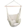 Gardeon Hammock, Single or Double Size Chair Portable Camping Swing Hanging Hammocks Patio Backyard Porch Outdoor Indoor Furniture, with 2 Cushions Pillows Easy Installation Cream