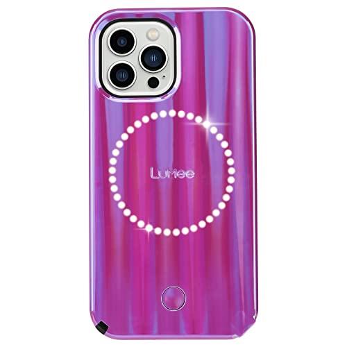 LuMee - Halo - Lighted Selfie Case for iPhone 13 Pro Max - Built-in Adjustable LED Lighting - Hot Pink Voltage