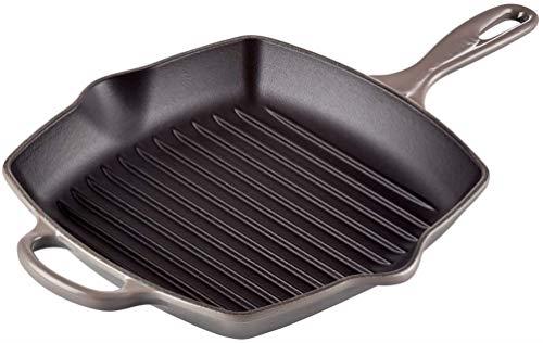 Le Creuset Enameled Cast Iron Signature Square Skillet Grill, 10.25", Oyster