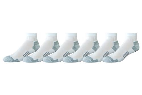 Amazon Essentials Men's Performance Cotton Cushioned Athletic Ankle Socks, 6 Pairs, White, 12-14