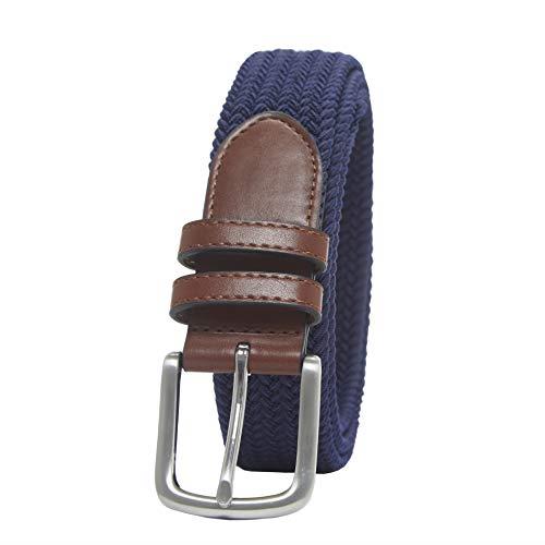 Amazon Essentials Men's Stretch Woven Braid Belt, Navy, 34