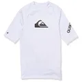 Quiksilver Boys' All Time Short Sleeve Youth Rashguard Surf Shirt, White, Medium
