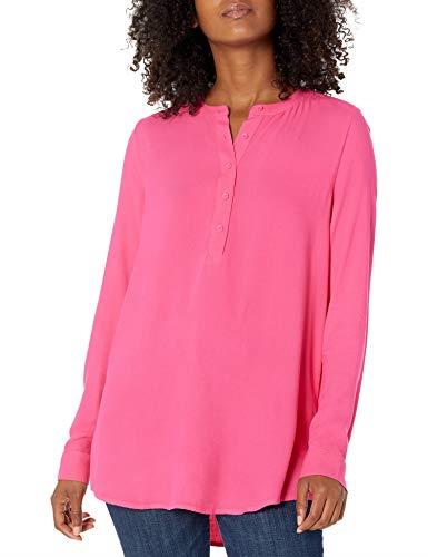 Amazon Essentials Women's Long-Sleeve Woven Blouse, Bright Pink, Small