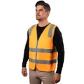 Hi-Vis Day/Night Zip Safety Vest - High Visibility Reflective Vest with 50mm Micro Prism Tape - Lightweight, Breathable, Easy Closure - Orange - L