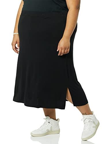 Amazon Essentials Women's Pull-On Knit Midi Skirt (Available in Plus Size), Black, Small