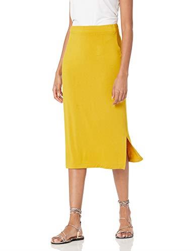 Amazon Essentials Women's Pull-On Knit Midi Skirt (Available in Plus Size), Dark Yellow, X-Small