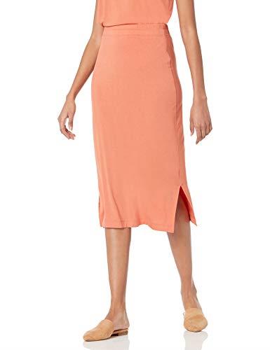 Amazon Essentials Women's Pull-On Knit Midi Skirt (Available in Plus Size), Rust Orange, Large