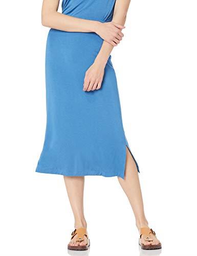 Amazon Essentials Women's Pull-On Knit Midi Skirt (Available in Plus Size), Blue, Medium