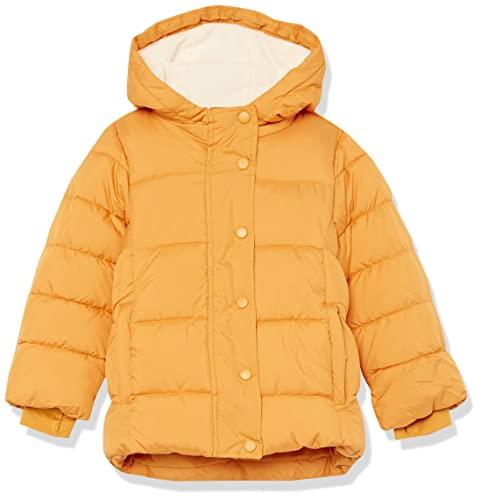 Amazon Essentials Girls' Heavyweight Hooded Puffer Jacket, Golden Yellow, Medium