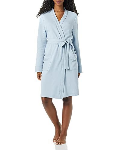 Amazon Essentials Women's Lightweight Waffle Mid-Length Robe (Available in Plus Size), Dusty Blue, X-Small
