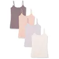 Amazon Essentials Women's Slim-Fit Camisole, Pack of 4, Beige/Camel/Lilac/Taupe, Medium