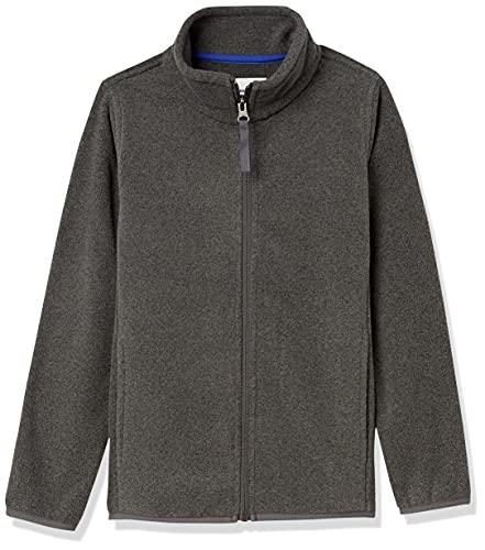 Amazon Essentials Boys' Polar Fleece Full-Zip Mock Jacket, Charcoal Heather, XX-Large