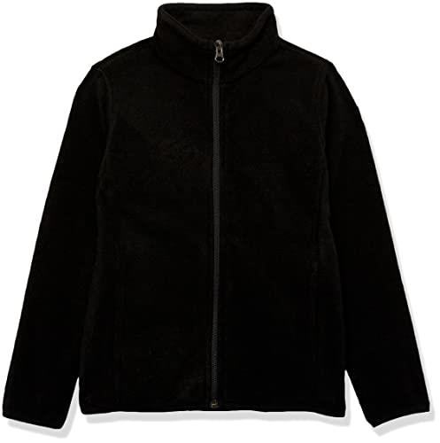 Amazon Essentials Boys' Polar Fleece Full-Zip Mock Jacket, Black Suede, Small