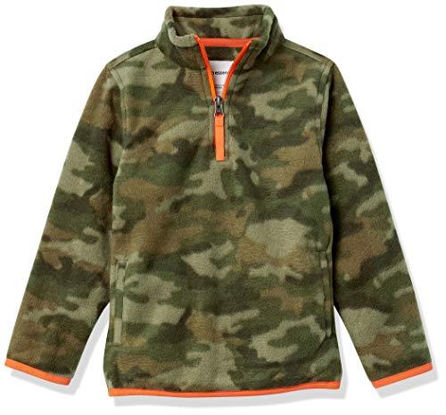 Amazon Essentials Boys' Polar Fleece Quarter-Zip Pullover Jacket, Green Camouflage, Medium