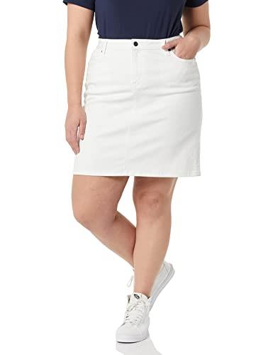 Amazon Essentials Women's Classic 5-Pocket Denim Skirt (Available in Plus Size), White, 32 Plus