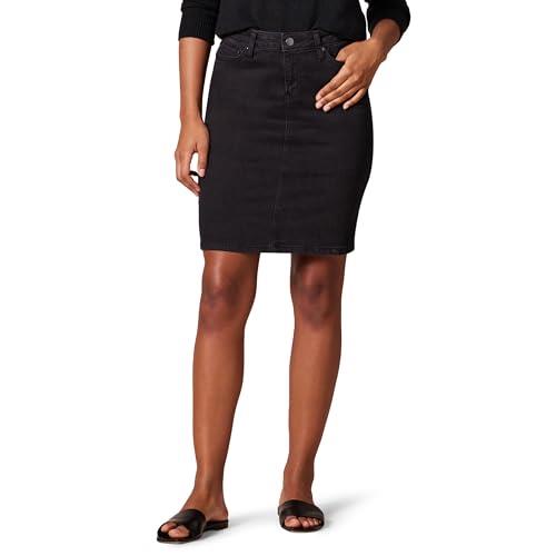 Amazon Essentials Women's Classic 5-Pocket Denim Skirt (Available in Plus Size), Black Wash, 16