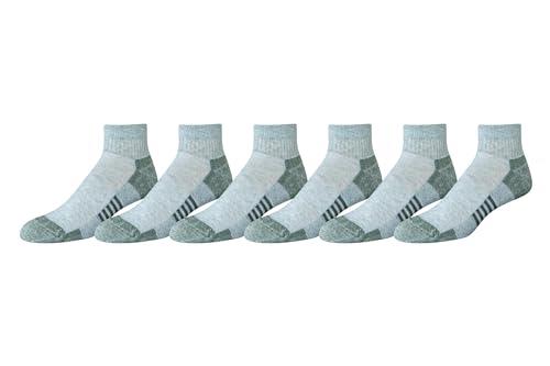 Amazon Essentials Men's Performance Cotton Cushioned Athletic Ankle Socks, 6 Pairs, Grey, 6-12