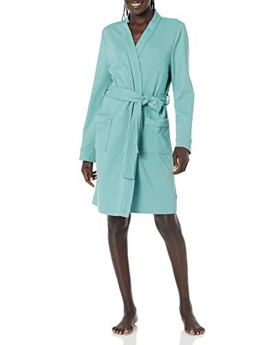 Amazon Essentials Women's Lightweight Waffle Mid-Length Robe (Available in Plus Size), Teal Blue, Medium