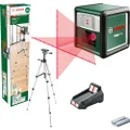 Bosch Quigo Plus Cross Line Laser with Tripod (Easy Alignment at Same and Variable Spacings Thanks to Markings on the Laser Line, in Box)