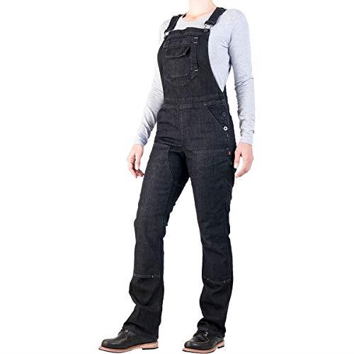 Dovetail Workwear Freshley Overalls, Cotton Stretch Denim, Cargo Pants for Women, 13 Functional Pockets, Black Denim, 28W x 32L