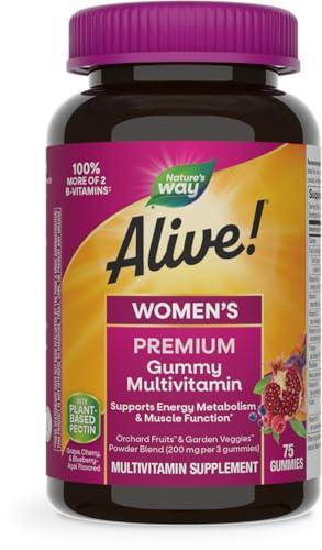 Nature's Way Alive! Women’s Premium Gummy Multivitamin, Full B Vitamin Complex, Gluten-Free, 75 Gummies