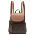 Calvin Klein Reyna Signature Key Item Flap Backpack, Brown/Khaki/Luggage Saffiano, One Size