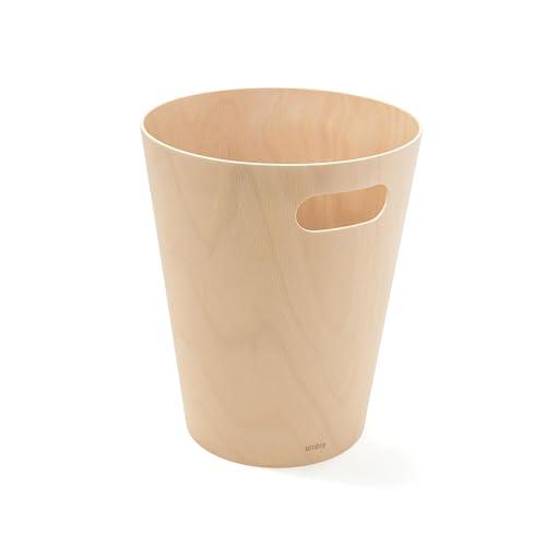 Umbra, Natural Woodrow, 2 Gallon Modern Wooden Trash Can Wastebasket or Recycling Bin for Home or Office (082780-390)
