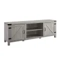Walker Edison Georgetown Modern Farmhouse Double Barn Door TV Stand for TVs up to 80 Inches, 70 Inch, Stone Grey