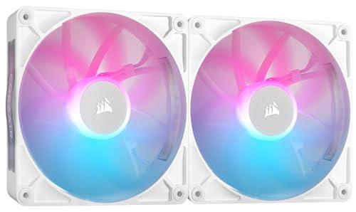 CORSAIR iCUE Link RX140 RGB 140mm PWM Fans with iCUE Link System Hub - Magnetic Dome Bearing - Dual Pack - White