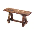 The Urban Port 69623 Wooden Garden Patio Bench With Retro Etching, Cappuccino Brown